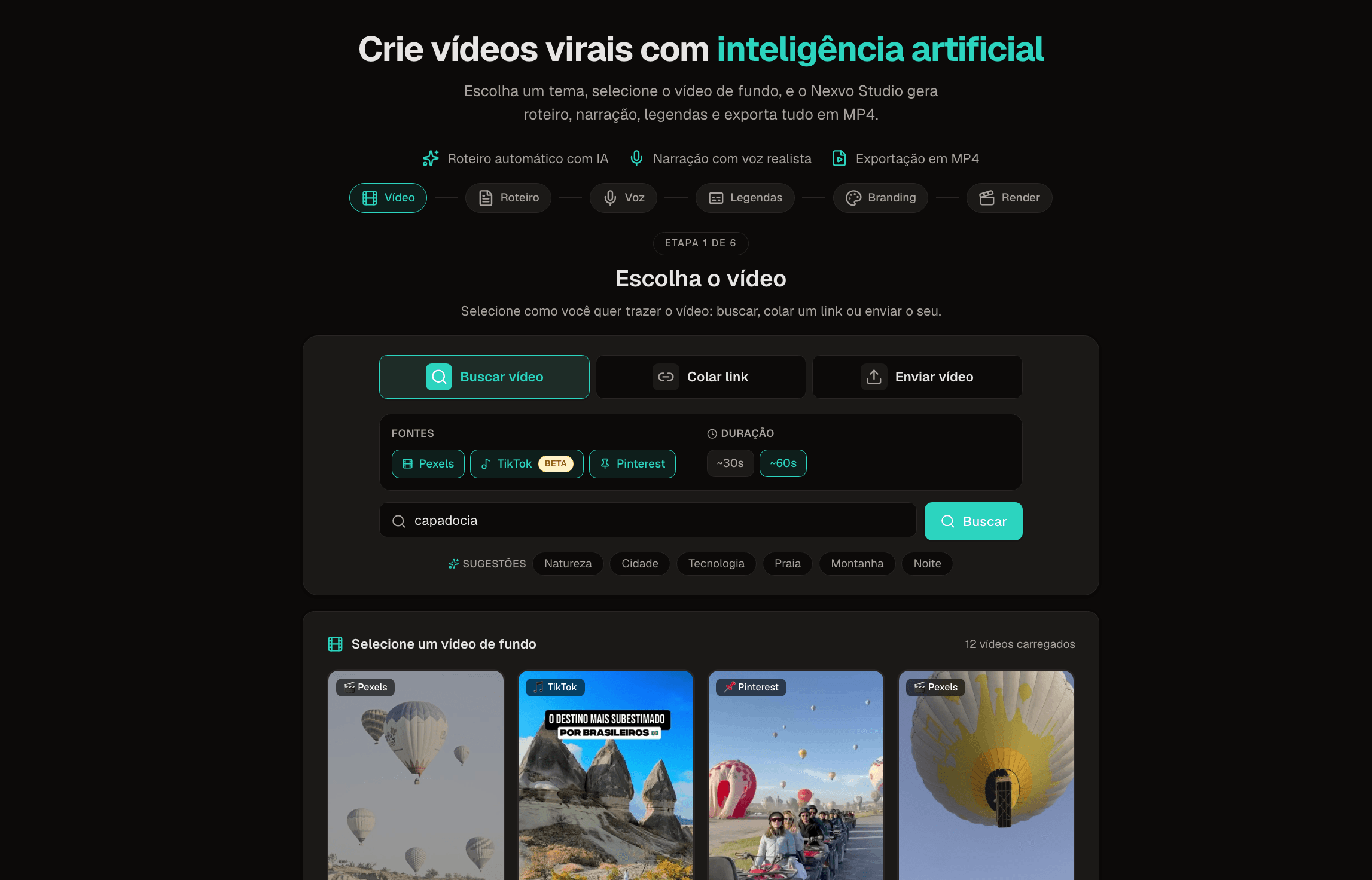 Preview da interface do Nexvo Studio